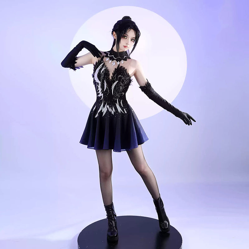 BoomCospay Anime Cosplay Rhinestone Figure Skating Dress Costume