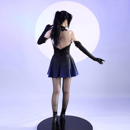 BoomCospay Anime Cosplay Rhinestone Figure Skating Dress Costume