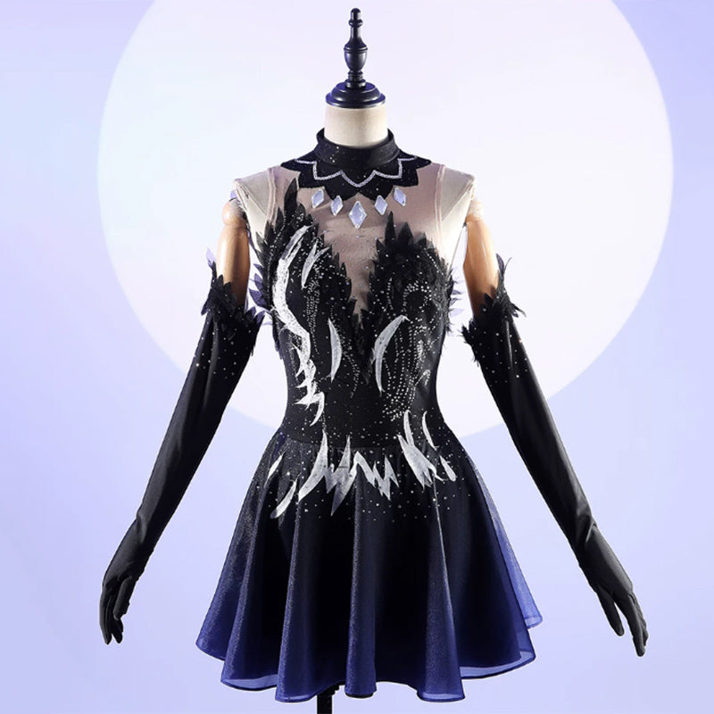 BoomCospay Anime Cosplay Rhinestone Figure Skating Dress Costume