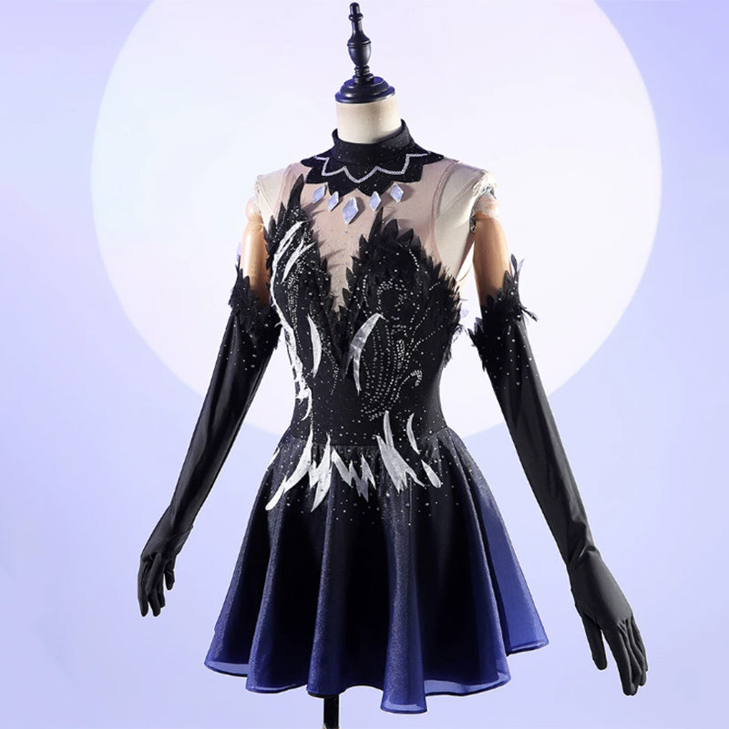 BoomCospay Anime Cosplay Rhinestone Figure Skating Dress Costume