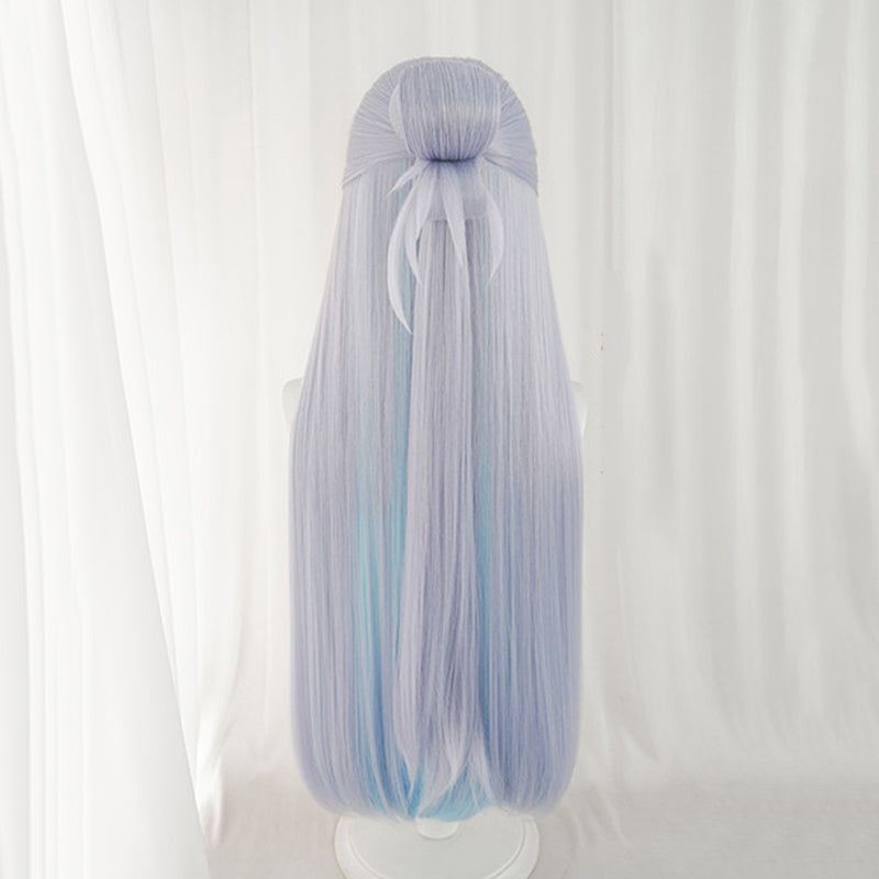 BoomCospay Game Cosplay Nayouta Light Gray Blue Gradient 80cm Wig