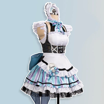 BoomCosplay Game Cosplay Coffee Maid Dress Black Blue Costume