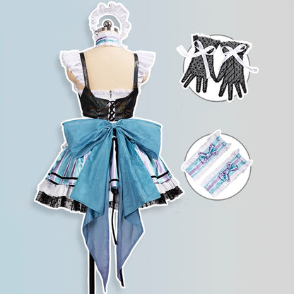 BoomCosplay Game Cosplay Coffee Maid Dress Black Blue Costume