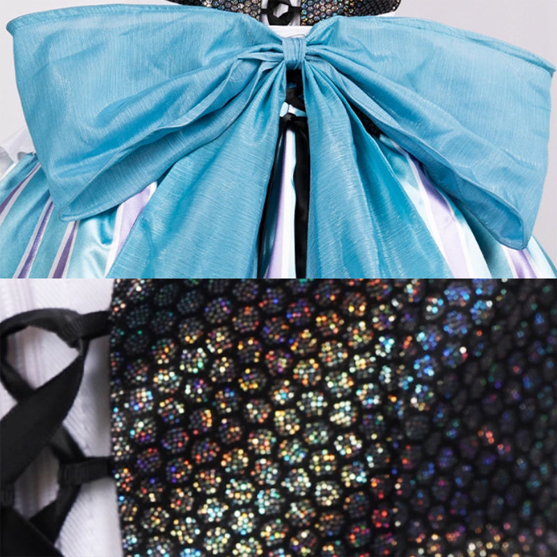 BoomCosplay Game Cosplay Coffee Maid Dress Black Blue Costume