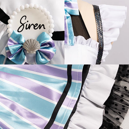 BoomCosplay Game Cosplay Coffee Maid Dress Black Blue Costume