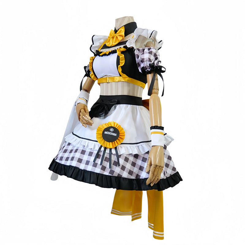 BoomCosplay Game Cosplay Coffee Maid Dress Black Yellow Costume