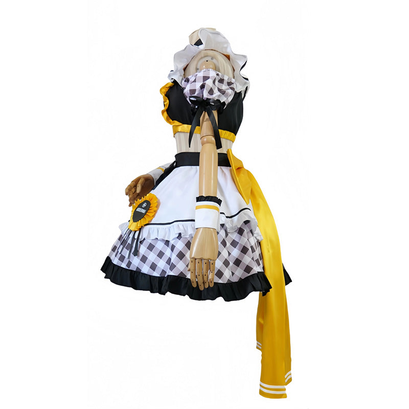BoomCosplay Game Cosplay Coffee Maid Dress Black Yellow Costume