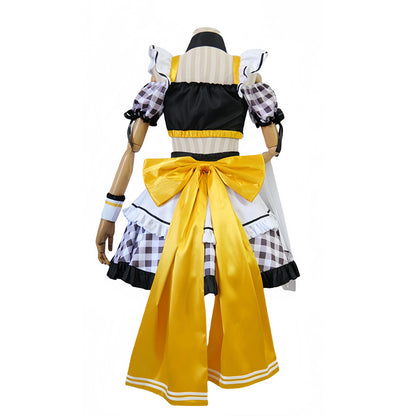 BoomCosplay Game Cosplay Coffee Maid Dress Black Yellow Costume