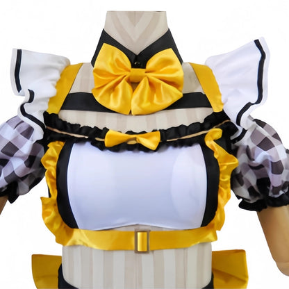 BoomCosplay Game Cosplay Coffee Maid Dress Black Yellow Costume