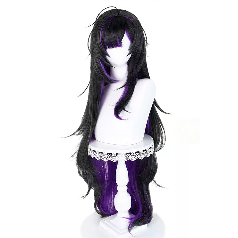 BoomCosplay Game Cosplay Label Custom Color Black Purple 100cm Wig
