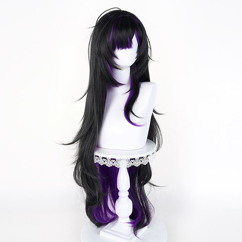 BoomCosplay Game Cosplay Label Custom Color Black Purple 100cm Wig