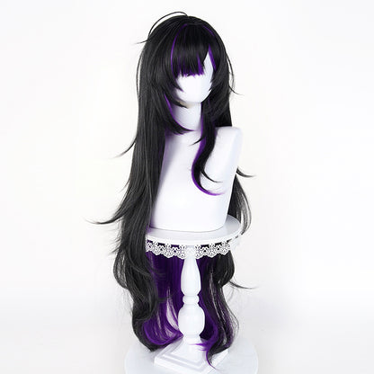 BoomCosplay Game Cosplay Label Custom Color Black Purple 100cm Wig