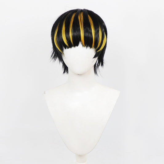 BoomCosplay Game Cosplay The Yellow Harpoon Black Golden 32cm Wig