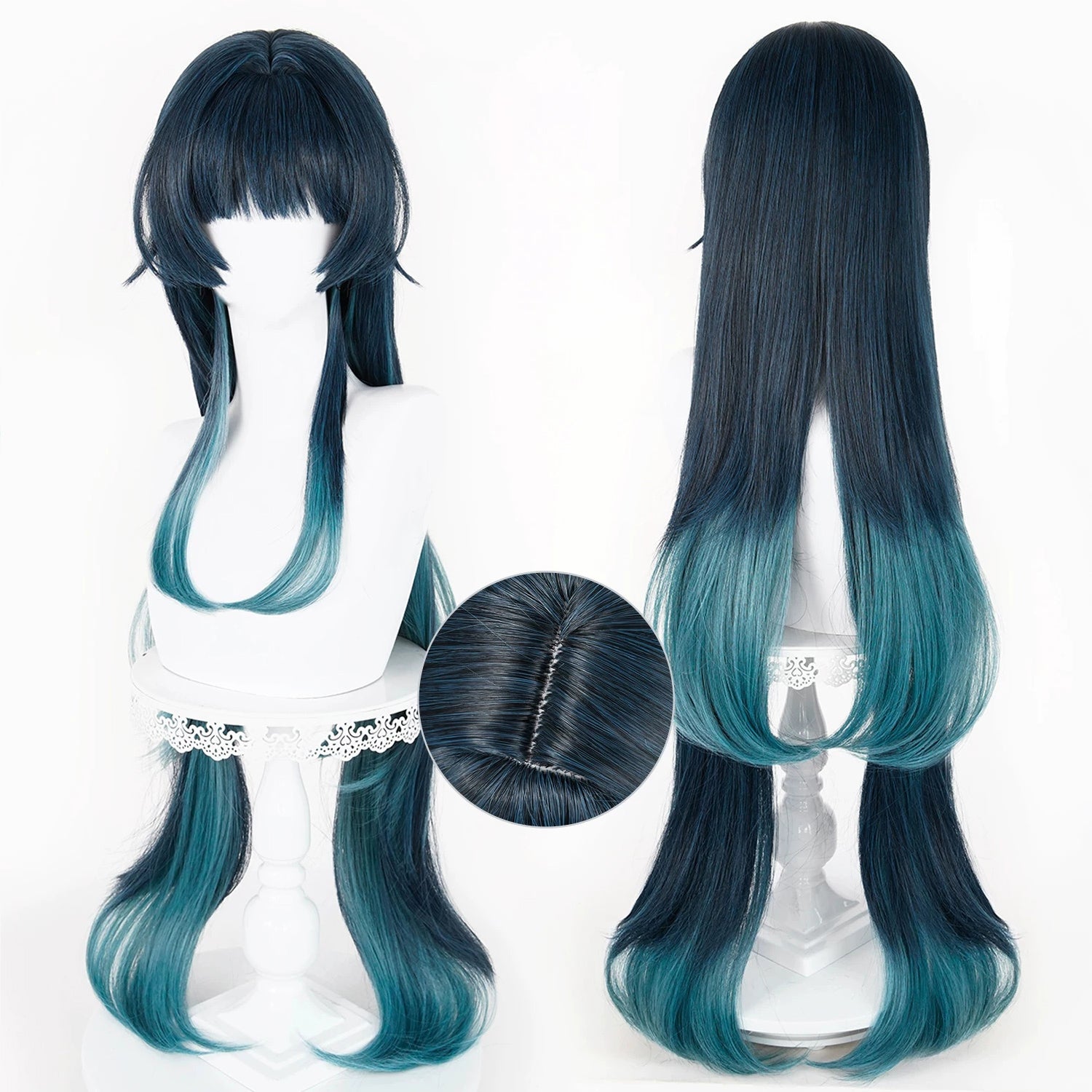 BoomCosplay Spiel Wuwa Cosplay Denia Pink Lila Blau 100cm Perücke