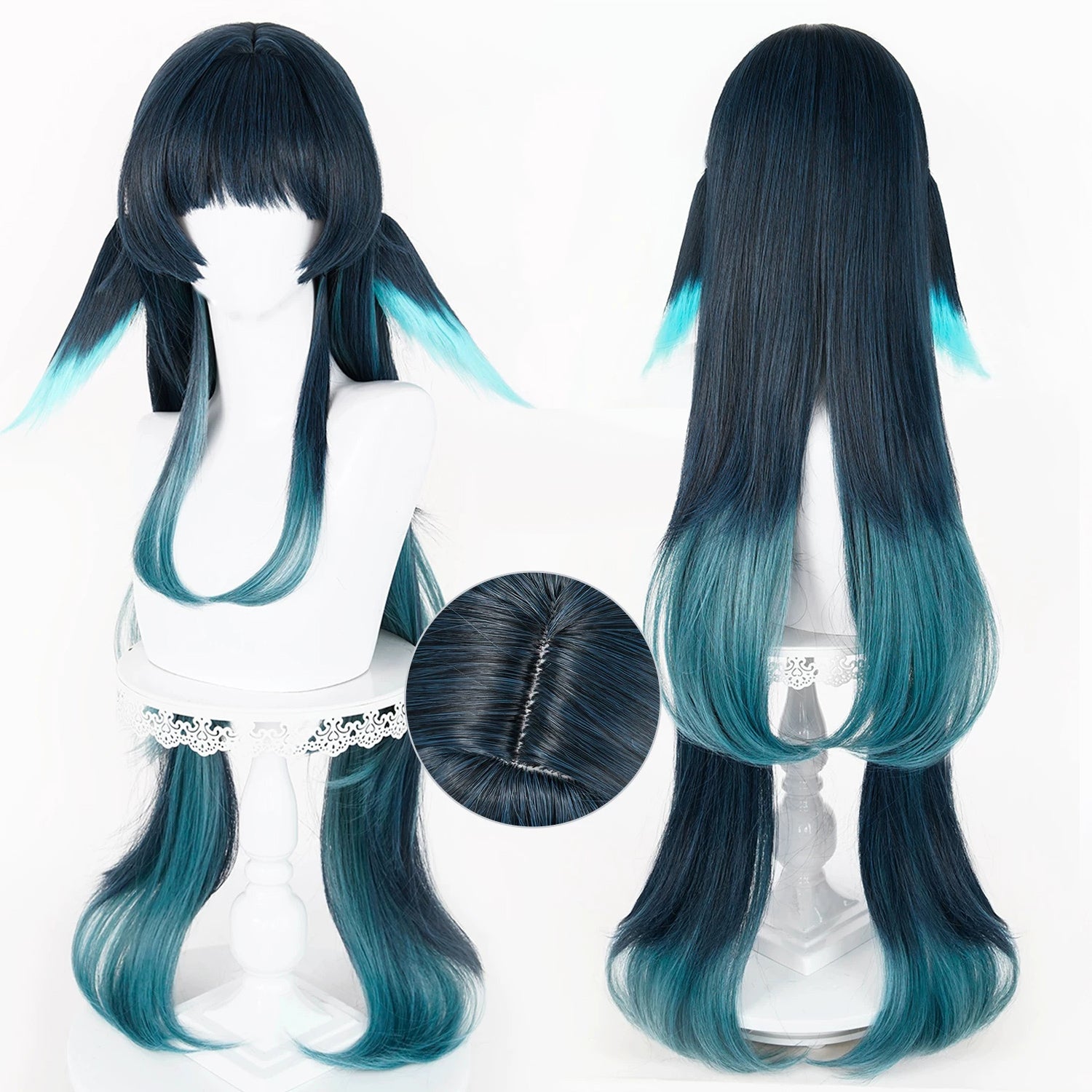 BoomCosplay Spiel Wuwa Cosplay Denia Pink Lila Blau 100cm Perücke