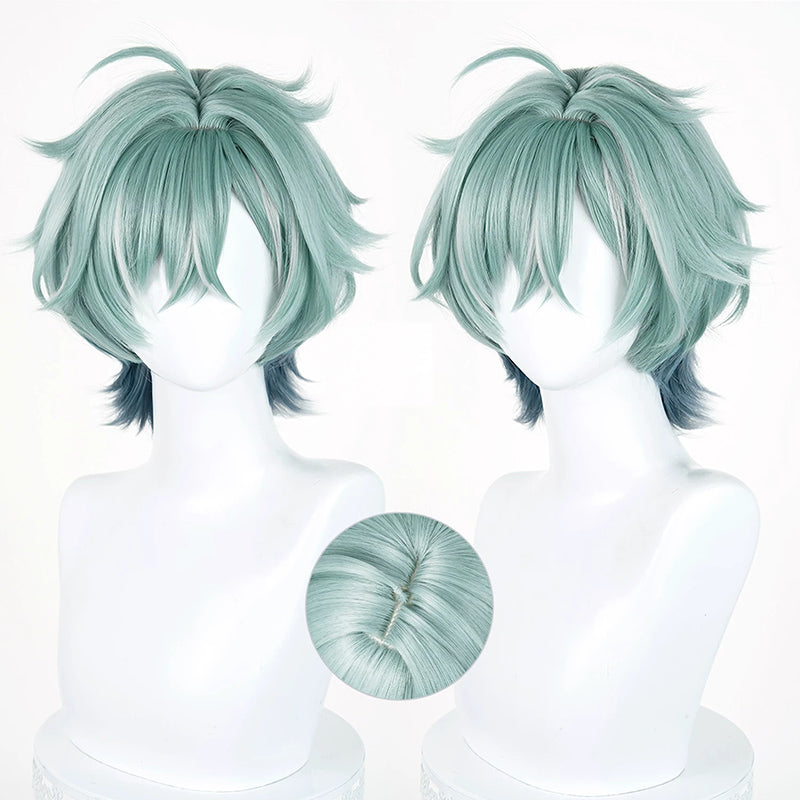 BoomCosplay Game Genshin Cosplay Lohen Green Mixed Color 35cm Wig