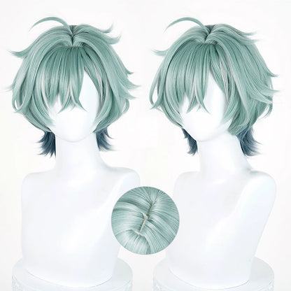 BoomCosplay Game Genshin Cosplay Lohen Green Mixed Color 35cm Wig