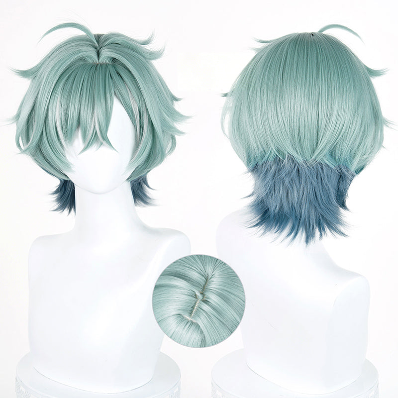 BoomCosplay Game Genshin Cosplay Lohen Green Mixed Color 35cm Wig