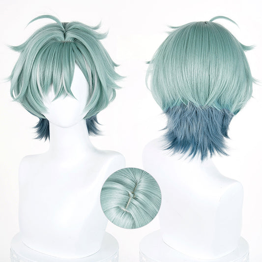 BoomCosplay Game Genshin Cosplay Lohen Green Mixed Color 35cm Wig