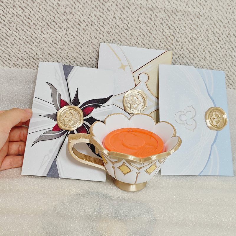 BoomCosplay Game Genshin Cosplay Marionette Sandrone Cup and Envelopes Accessory Prop