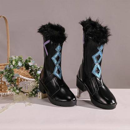BoomCosplay Game Genshin Cosplay Player Female Traveler Lumine Hunter of the Winter Night Shoes