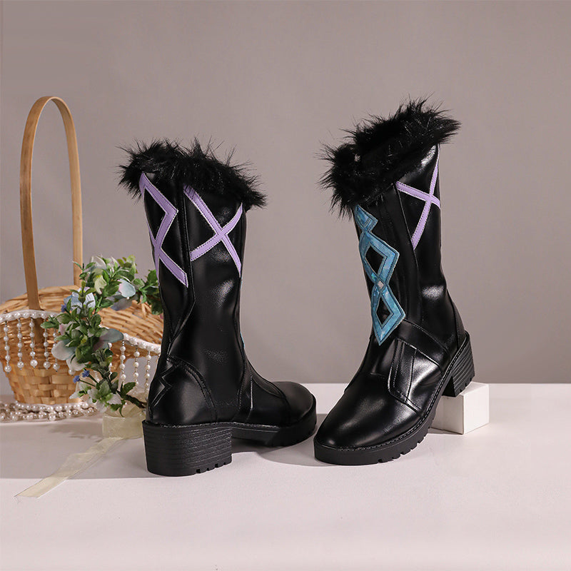 BoomCosplay Game Genshin Cosplay Player Female Traveler Lumine Hunter of the Winter Night Shoes