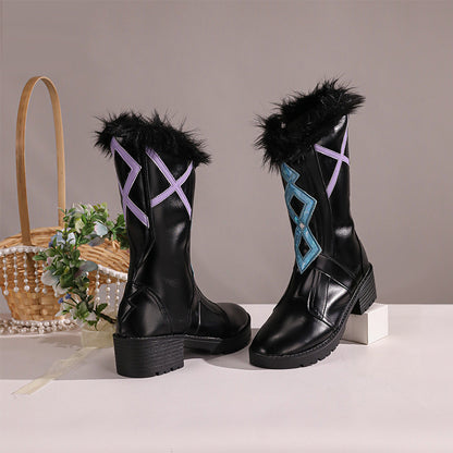 BoomCosplay Game Genshin Cosplay Player Female Traveler Lumine Hunter of the Winter Night Shoes