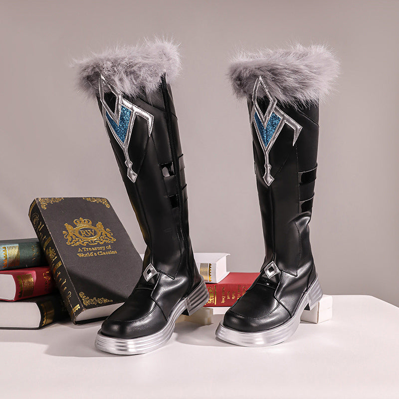 BoomCosplay Game Genshin Cosplay Player Male Traveler Aether Hunter of the Winter Night Shoes