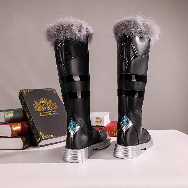 BoomCosplay Game Genshin Cosplay Player Male Traveler Aether Hunter of the Winter Night Shoes