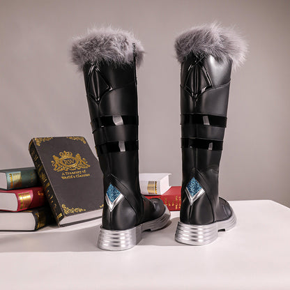 BoomCosplay Game Genshin Cosplay Player Male Traveler Aether Hunter of the Winter Night Shoes