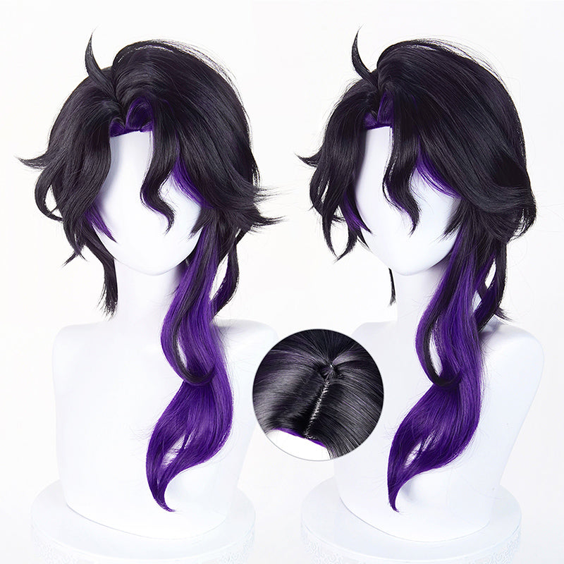 BoomCosplay Game Genshin Cosplay Rich Man Pantalone Black Purple 52cm Wig