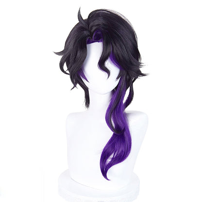 BoomCosplay Game Genshin Cosplay Rich Man Pantalone Black Purple 52cm Wig