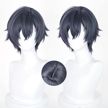 BoomCosplay Game Genshin Cosplay Valeriy Deep Blue Gray 33cm Wig