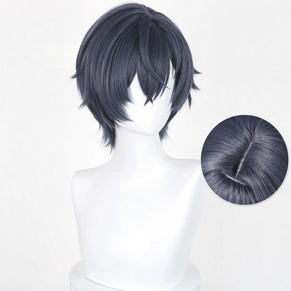 BoomCosplay Game Genshin Cosplay Valeriy Deep Blue Gray 33cm Wig