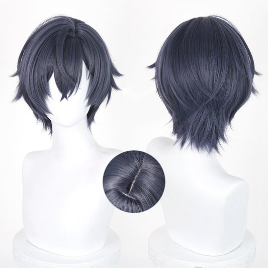 BoomCosplay Game Genshin Cosplay Valeriy Deep Blue Gray 33cm Wig