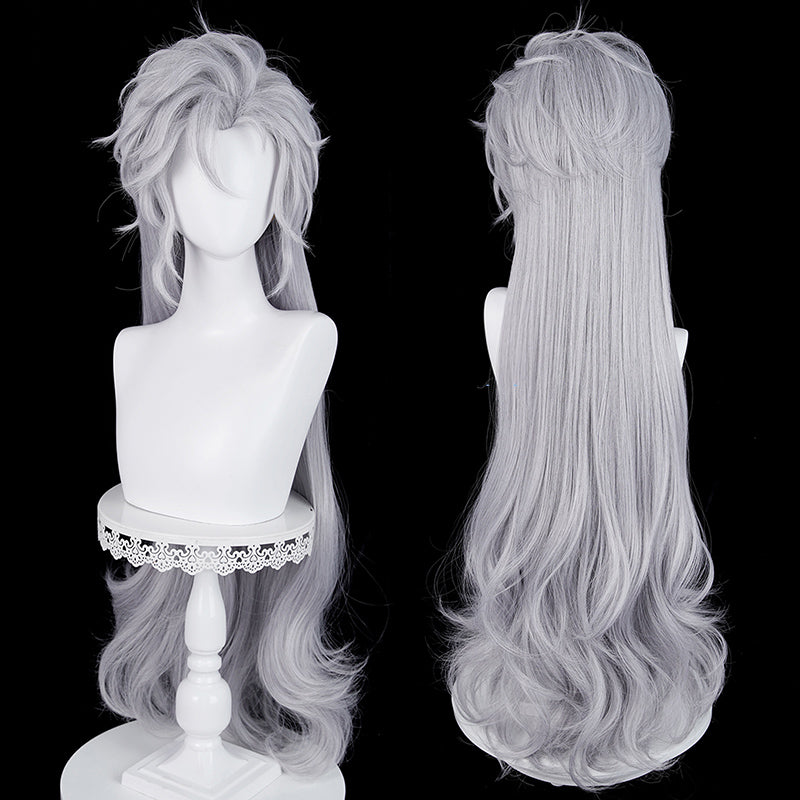 BoomCosplay Game Love and Deepspace Cosplay Sylus Silver Winged Demon Gray 90cm Wig