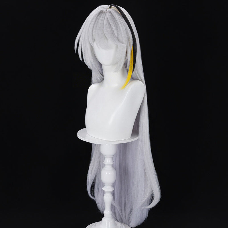 BoomCosplay Game NTE Cosplay Hathor Light Purple Gray Gradient Black Yellow 100cm Wig