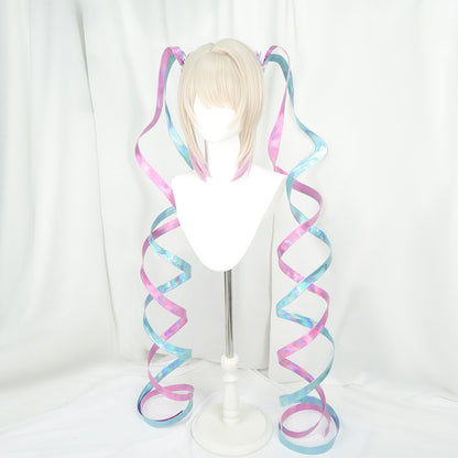 BoomCosplay Game Streamer Girl Cosplay Light Golden Pink Purple 40cm Wig