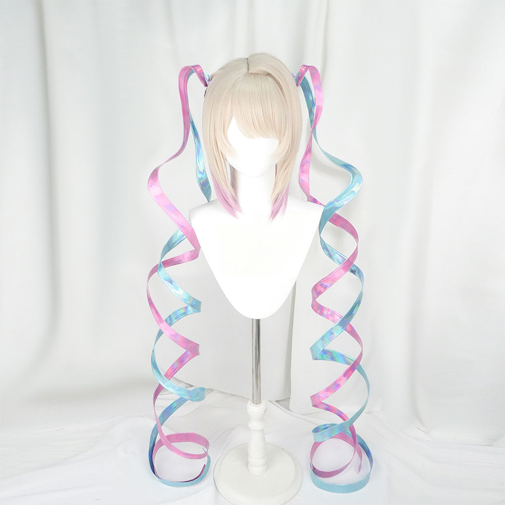 BoomCosplay Game Streamer Girl Cosplay Light Golden Pink Purple 40cm Wig