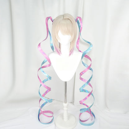 BoomCosplay Game Streamer Girl Cosplay Light Golden Pink Purple 40cm Wig