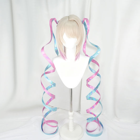 BoomCosplay Game Streamer Girl Cosplay Light Golden Pink Purple 40cm Wig