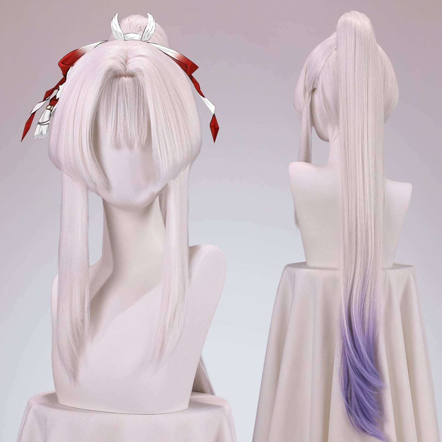 BoomCosplay Game Wuwa Cosplay Hiyuki White Gradient Purple Wig