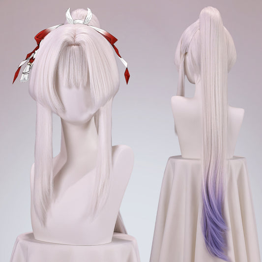 BoomCosplay Game Wuwa Cosplay Hiyuki White Gradient Purple Wig