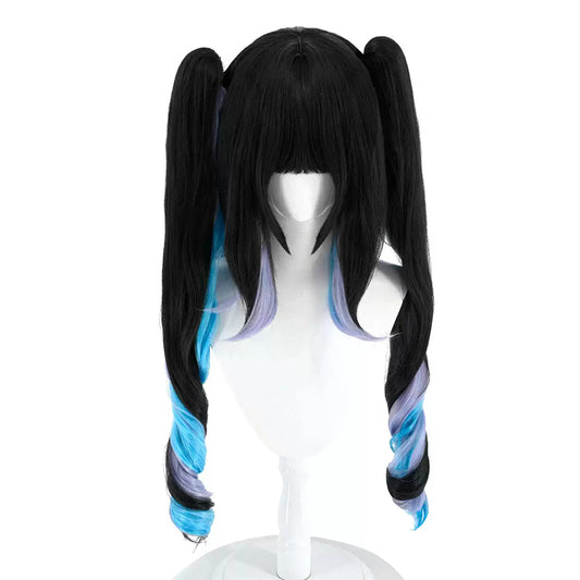BoomCosplay Virtual YouTuber Cosplay Birb Gothic Lolita Maid Outfit Black Purple Blue 80cm Wig