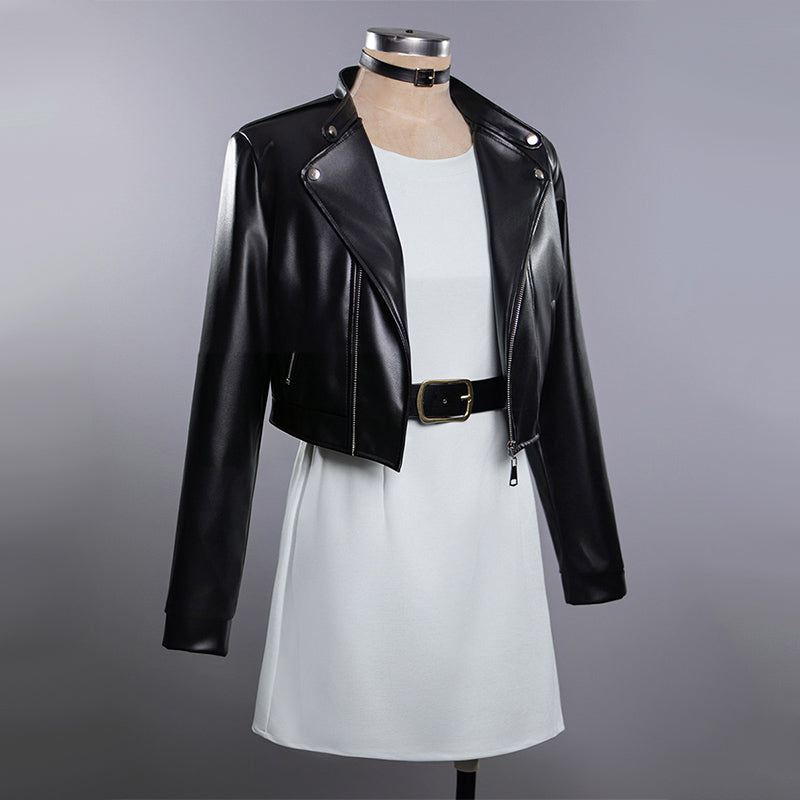 BoomCosplay Anime Supermarket Cosplay Dress Leather Coat Costume