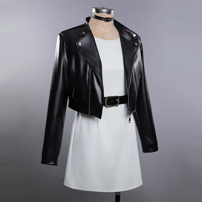 BoomCosplay Anime Supermarket Cosplay Dress Leather Coat Costume