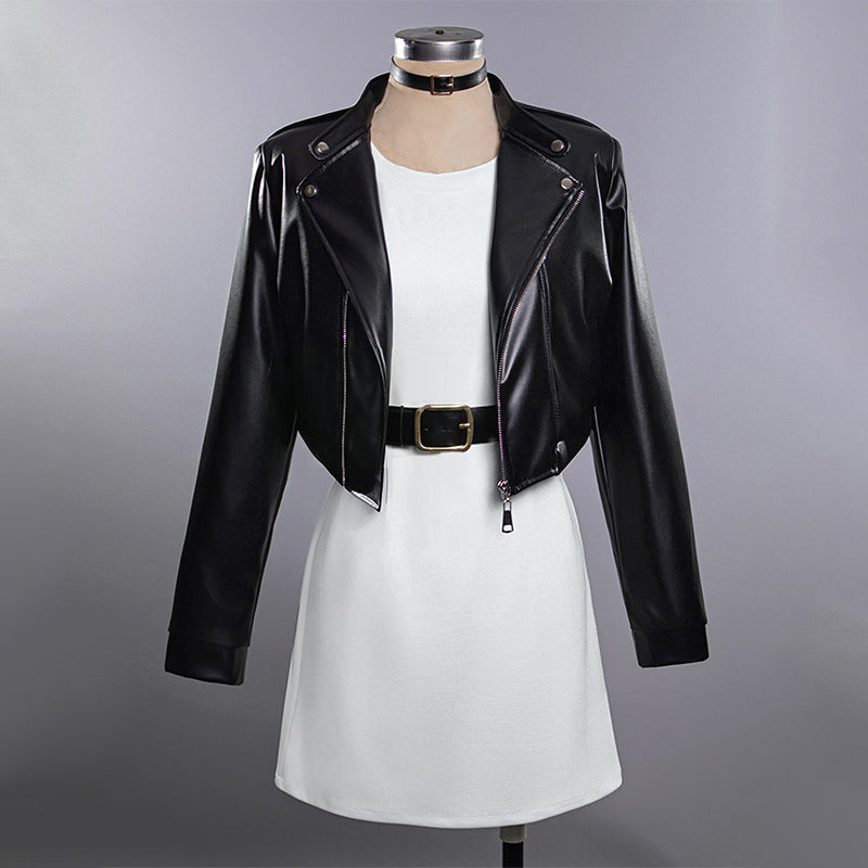 BoomCosplay Anime Supermarket Cosplay Dress Leather Coat Costume