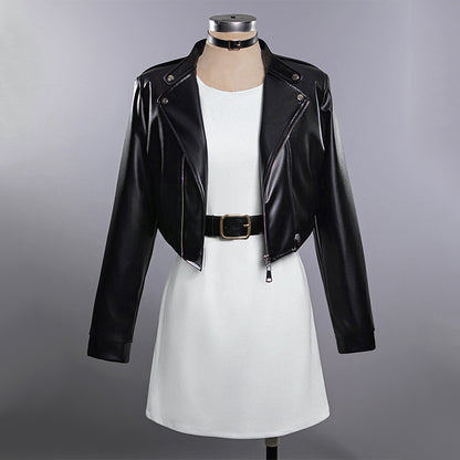 BoomCosplay Anime Supermarket Cosplay Dress Leather Coat Costume
