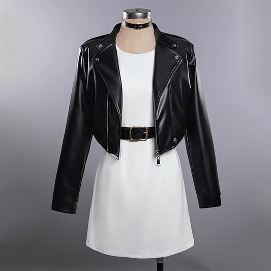 BoomCosplay Anime Supermarket Cosplay Dress Leather Coat Costume