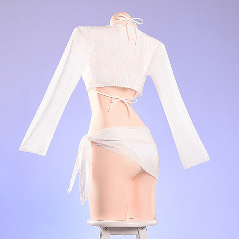 BoomCosplay【S-L】【In Stock】Game Cosplay Crystal Wave White Swimsuit Costume